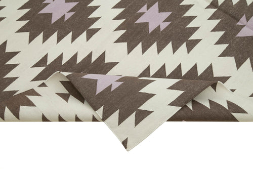 Geometric Duri Brown Geometric Cotton Wool Handmade Area Rug 6'0'' x 8'8''