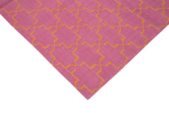 Geometric Duri Pink Geometric Cotton Wool Handmade Area Rug 6'0'' x 8'11''