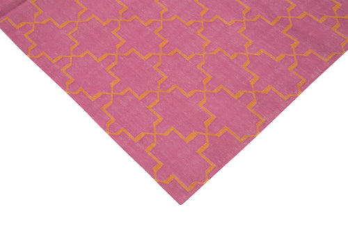 Geometric Duri Pink Geometric Cotton Wool Handmade Area Rug 6'0'' x 8'11''