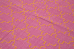 Geometric Duri Pink Geometric Cotton Wool Handmade Area Rug 6'0'' x 8'11''