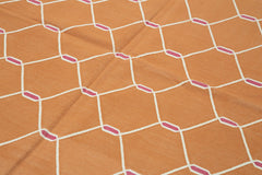 Geometric Duri Orange Geometric Cotton Wool Handmade Area Rug 6'1'' x 9'1''