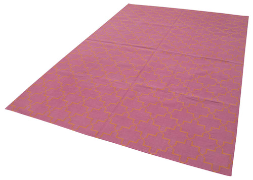 Geometric Duri Pink Geometric Cotton Wool Handmade Area Rug 6'0'' x 8'10''