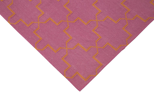Geometric Duri Pink Geometric Cotton Wool Handmade Area Rug 6'0'' x 8'10''