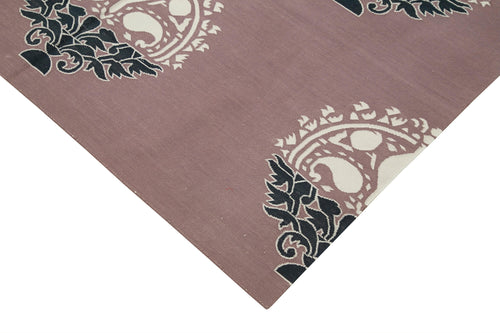 Geometric Duri Purple Geometric Cotton Wool Handmade Area Rug 5'0'' x 7'11''