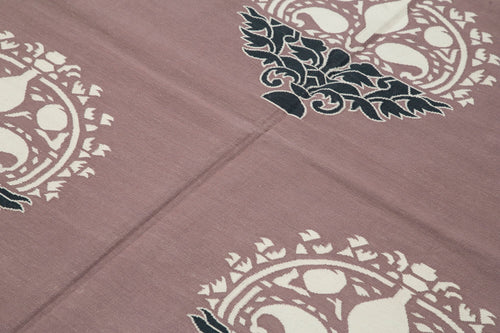 Geometric Duri Purple Geometric Cotton Wool Handmade Area Rug 5'0'' x 7'11''