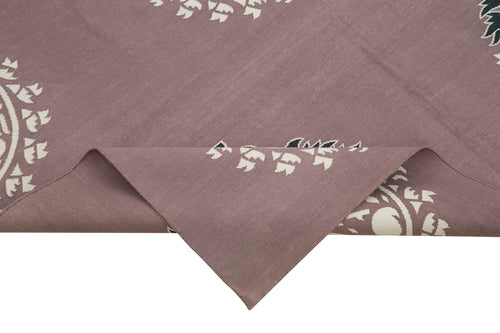 Geometric Duri Purple Geometric Cotton Wool Handmade Area Rug 5'0'' x 7'11''