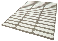 Geometric Duri Brown Geometric Cotton Wool Handmade Area Rug 6'1'' x 8'9''