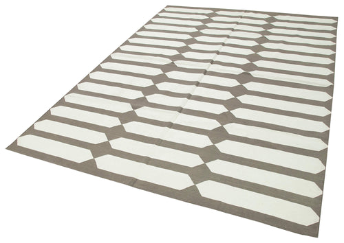 Geometric Duri Brown Geometric Cotton Wool Handmade Area Rug 6'1'' x 8'9''