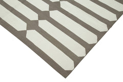 Geometric Duri Brown Geometric Cotton Wool Handmade Area Rug 6'1'' x 8'9''