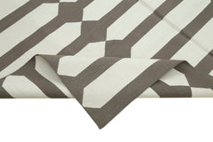 Geometric Duri Brown Geometric Cotton Wool Handmade Area Rug 6'1'' x 8'9''