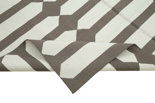 Geometric Duri Brown Geometric Cotton Wool Handmade Area Rug 6'1'' x 8'9''