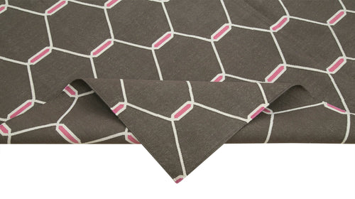Geometric Duri Brown Geometric Cotton Wool Handmade Area Rug 6'0'' x 8'11''