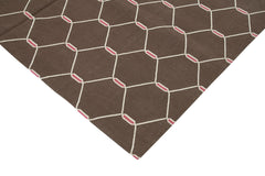 Geometric Duri Brown Geometric Cotton Wool Handmade Area Rug 6'3'' x 8'11''