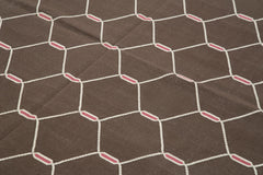 Geometric Duri Brown Geometric Cotton Wool Handmade Area Rug 6'3'' x 8'11''