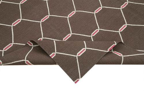 Geometric Duri Brown Geometric Cotton Wool Handmade Area Rug 6'3'' x 8'11''