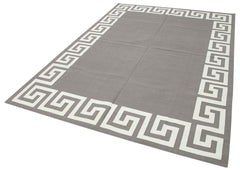 Geometric Duri Grey Geometric Cotton Wool Handmade Area Rug 6'1'' x 8'10''