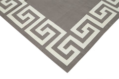 Geometric Duri Grey Geometric Cotton Wool Handmade Area Rug 6'1'' x 8'10''