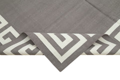 Geometric Duri Grey Geometric Cotton Wool Handmade Area Rug 6'1'' x 8'10''