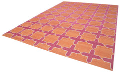 Duri Orange Geometric Cotton Wool Handmade Area Rug 10'0'' x 13'9''