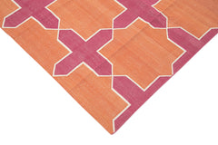Duri Orange Geometric Cotton Wool Handmade Area Rug 10'0'' x 13'9''