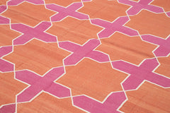 Duri Orange Geometric Cotton Wool Handmade Area Rug 10'0'' x 13'9''