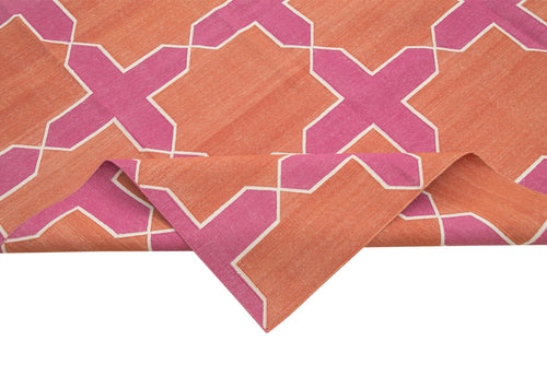 Duri Orange Geometric Cotton Wool Handmade Area Rug 10'0'' x 13'9''