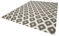 Geometric Duri Brown Geometric Cotton Wool Handmade Area Rug 9'9'' x 13'4''