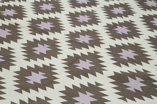 Geometric Duri Brown Geometric Cotton Wool Handmade Area Rug 9'9'' x 13'4''