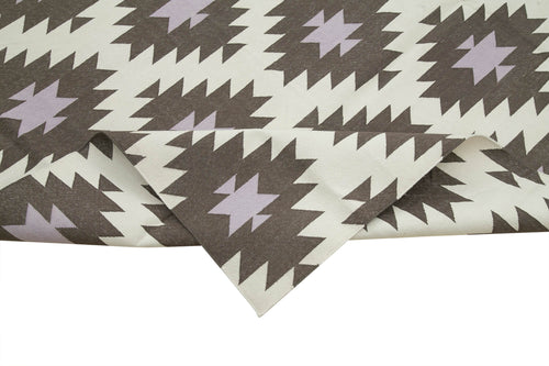 Geometric Duri Brown Geometric Cotton Wool Handmade Area Rug 9'9'' x 13'4''