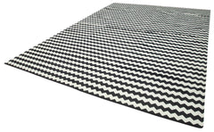 Geometric Duri Black Geometric Cotton Wool Handmade Area Rug 9'11'' x 13'10''