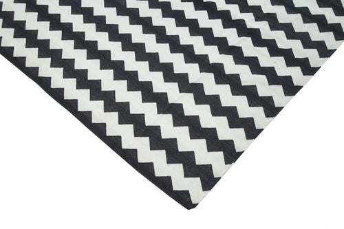 Geometric Duri Black Geometric Cotton Wool Handmade Area Rug 9'11'' x 13'10''