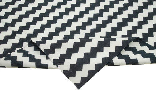 Geometric Duri Black Geometric Cotton Wool Handmade Area Rug 9'11'' x 13'10''