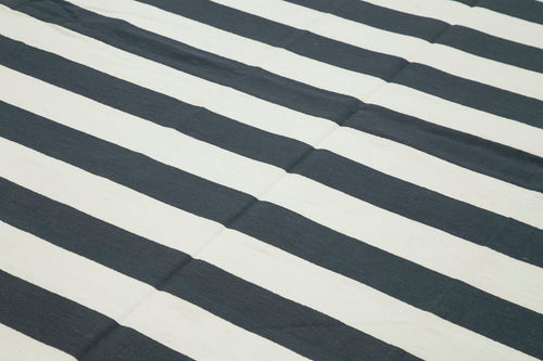 Duri Black White Geometric Cotton Wool Handmade Area Rug 10'0'' x 14'2''