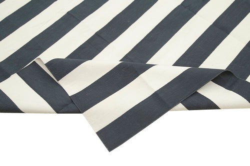 Duri Black White Geometric Cotton Wool Handmade Area Rug 10'0'' x 14'2''