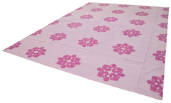 Geometric Duri Pink Geometric Cotton Wool Handmade Area Rug 10'3'' x 13'9''