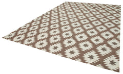 Geometric Duri Brown Geometric Cotton Wool Handmade Area Rug 9'11'' x 13'10''