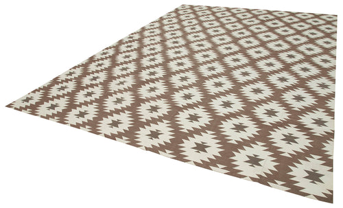 Geometric Duri Brown Geometric Cotton Wool Handmade Area Rug 9'11'' x 13'10''
