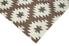 Geometric Duri Brown Geometric Cotton Wool Handmade Area Rug 9'11'' x 13'10''