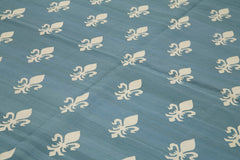 Handmade Area Rug - Blue Geometric Cotton Wool Rug, Durable Turkish Wool Carpet 10'2"x14'0"