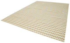 Handmade Area Rug – Beige Geometric Cotton Wool Durable Floor Covering 10'0" x 13'7"