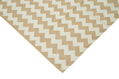 Handmade Area Rug – Beige Geometric Cotton Wool Durable Floor Covering 10'0" x 13'7"