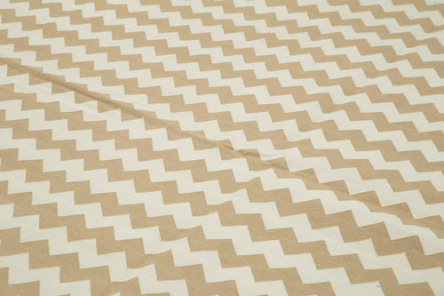 Handmade Area Rug – Beige Geometric Cotton Wool Durable Floor Covering 10'0" x 13'7"