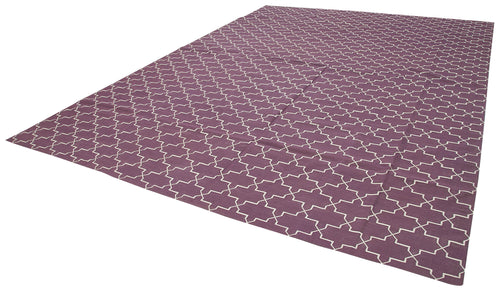 Duri Purple Geometric Cotton Wool Handmade Area Rug 10'2'' x 13'9''