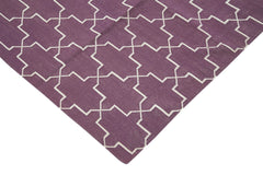 Duri Purple Geometric Cotton Wool Handmade Area Rug 10'2'' x 13'9''