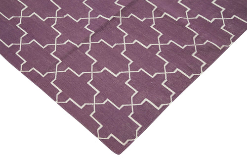 Duri Purple Geometric Cotton Wool Handmade Area Rug 10'2'' x 13'9''