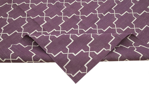 Duri Purple Geometric Cotton Wool Handmade Area Rug 10'2'' x 13'9''