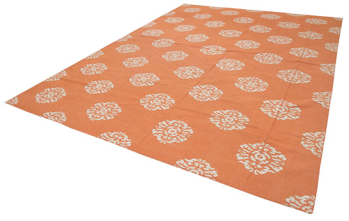 Duri Orange Geometric Cotton Wool Handmade Area Rug 10'0'' x 13'10''