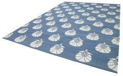 Duri Blue Geometric Cotton Wool Handmade Area Rug 10'2'' x 14'1''