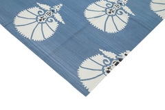 Duri Blue Geometric Cotton Wool Handmade Area Rug 10'2'' x 14'1''