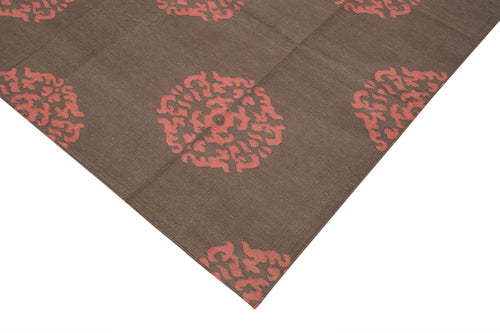 Duri Brown Geometric Cotton Wool Handmade Area Rug 10'3'' x 13'9''